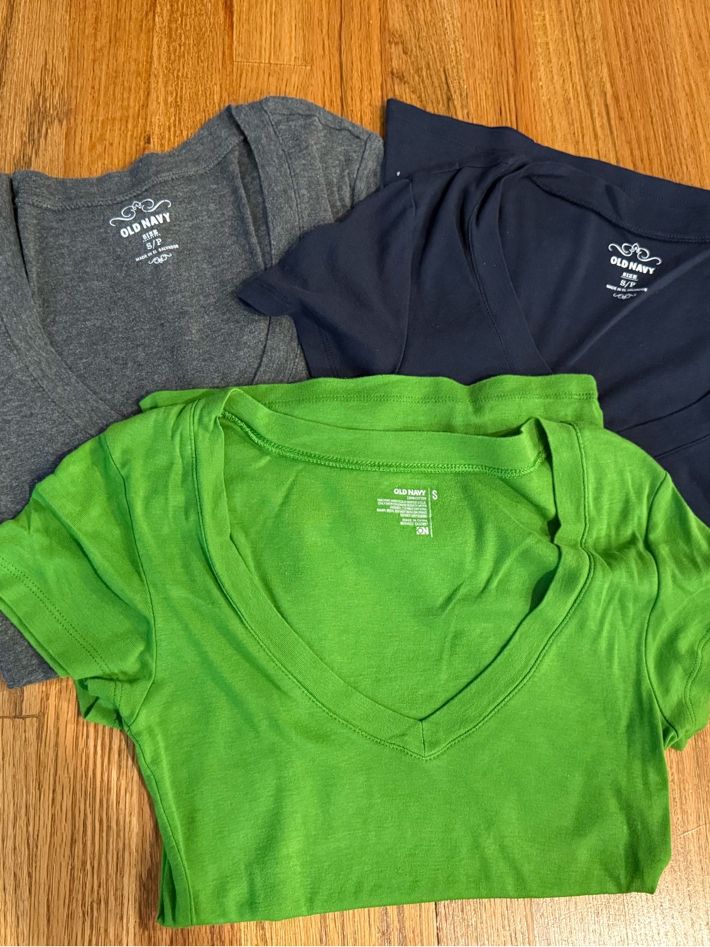 Women’s cotton V-Neck Tee bundle - Gray, Green, Navy